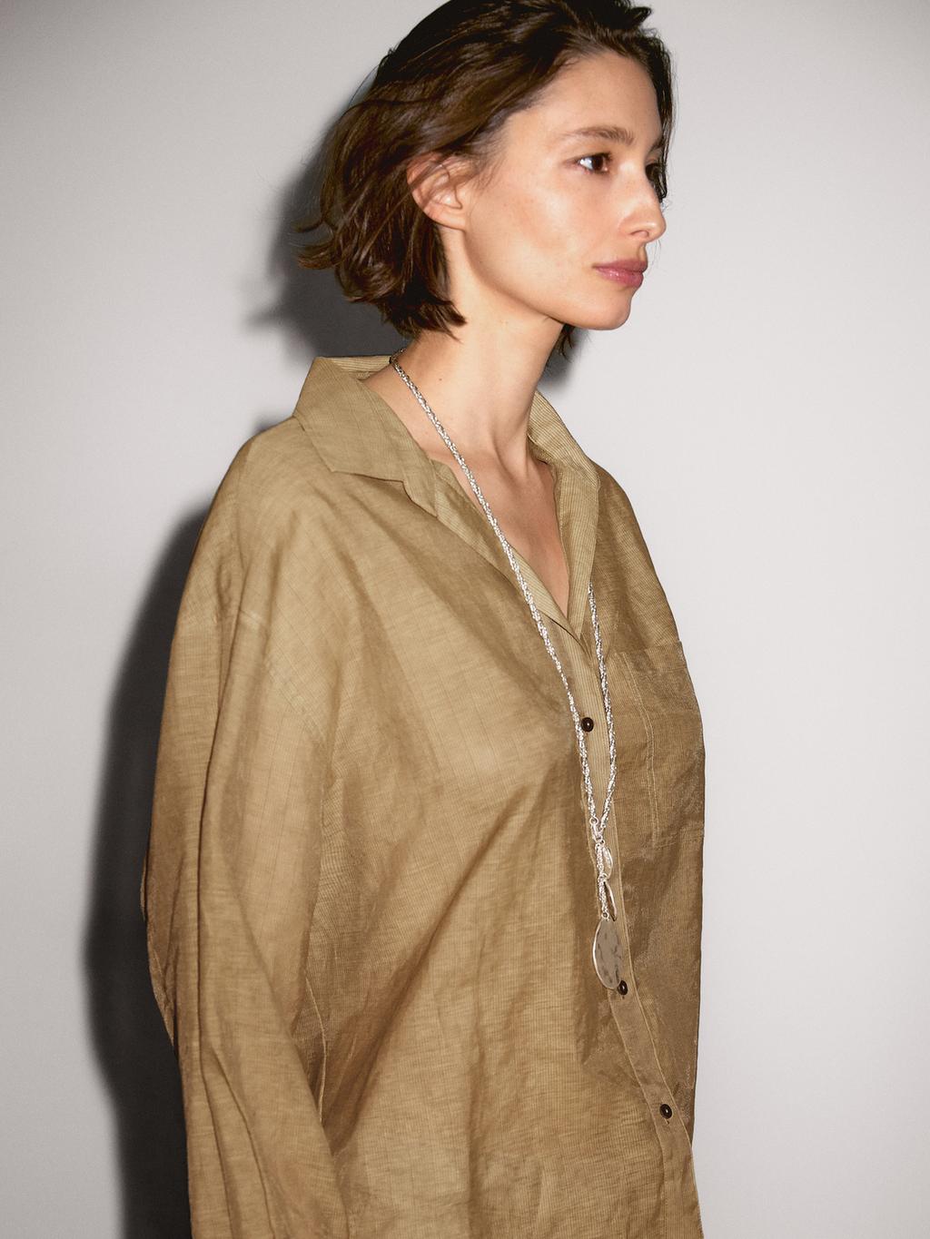 Striped cotton blend shirt