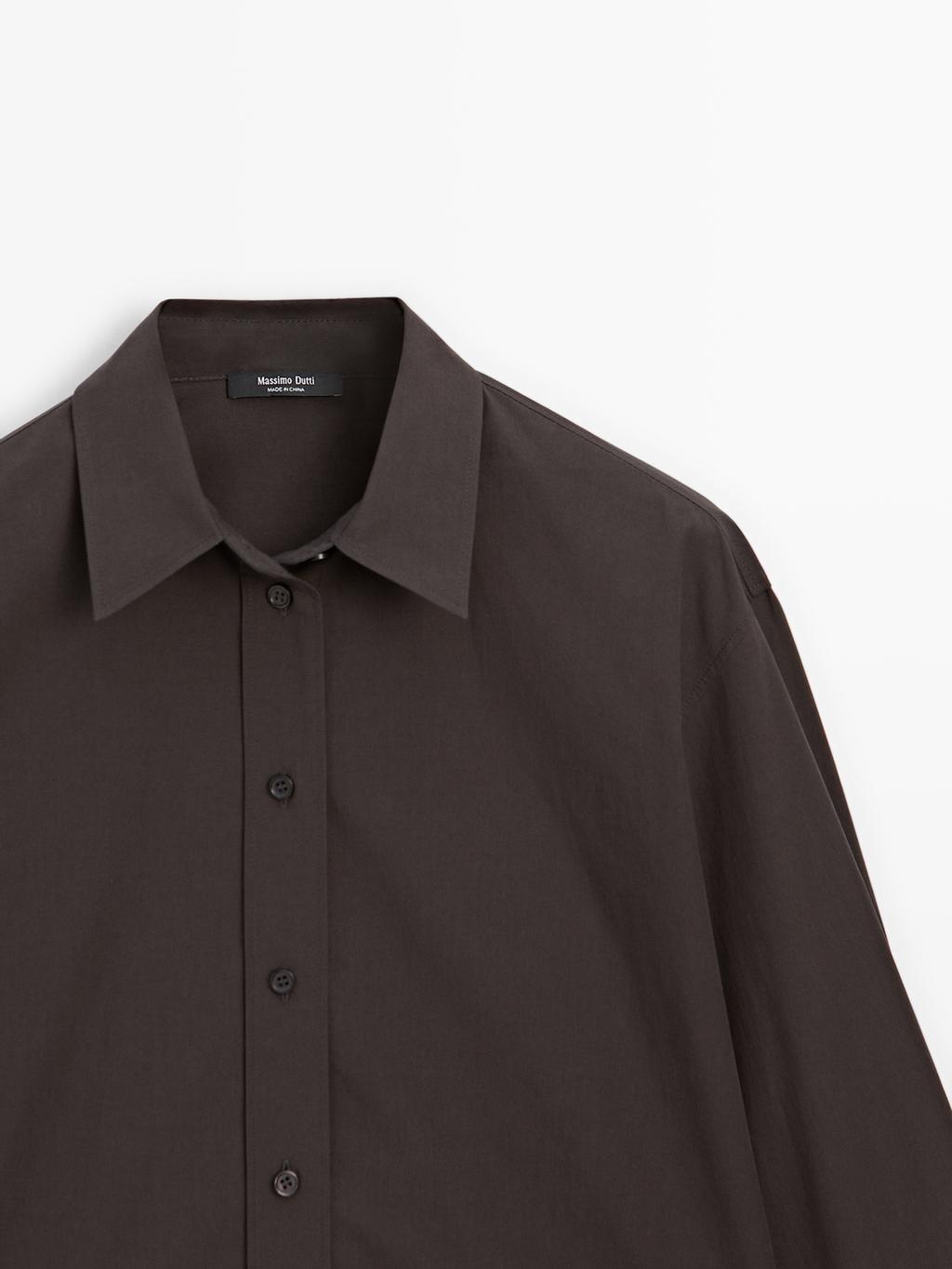 Long 100% cotton poplin shirt