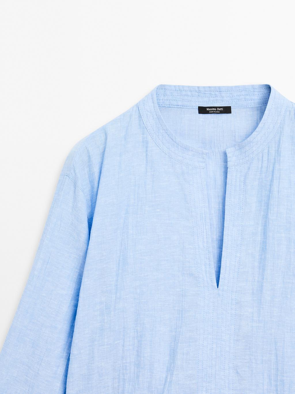 Linen blend blouse with seam details