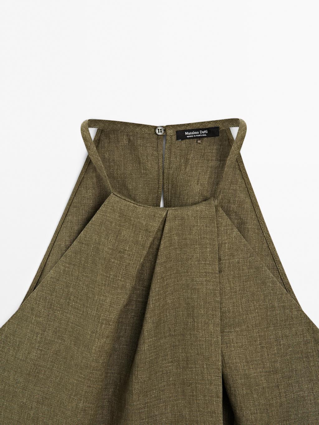 100% linen crossover halter top