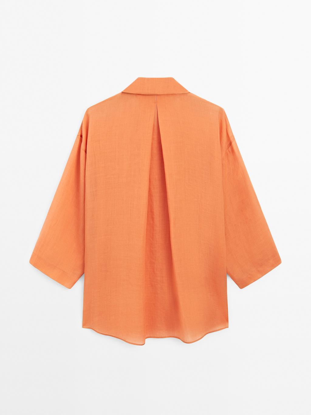 Oversize ramie blend shirt