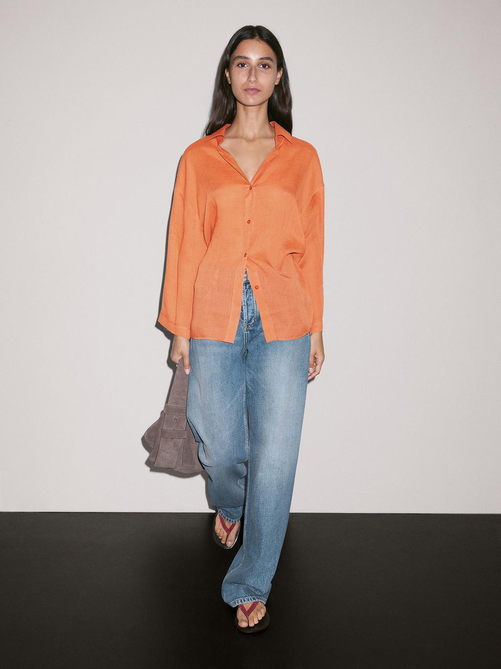 Oversize ramie blend shirt