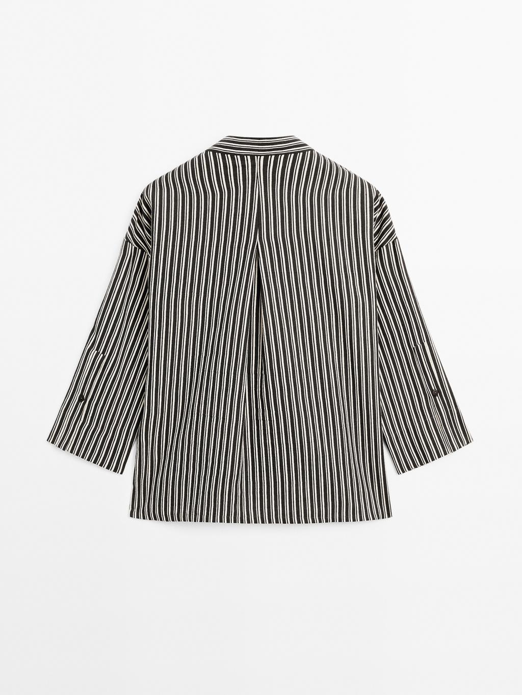 Striped cotton blend kimono