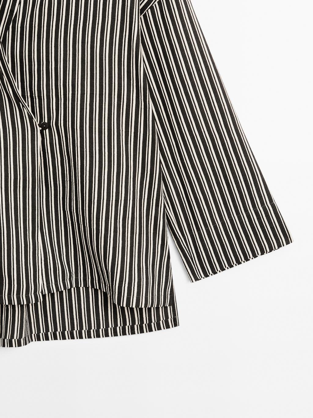 Striped cotton blend kimono