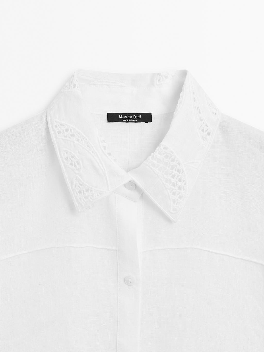 100% linen shirt with embroidered detail