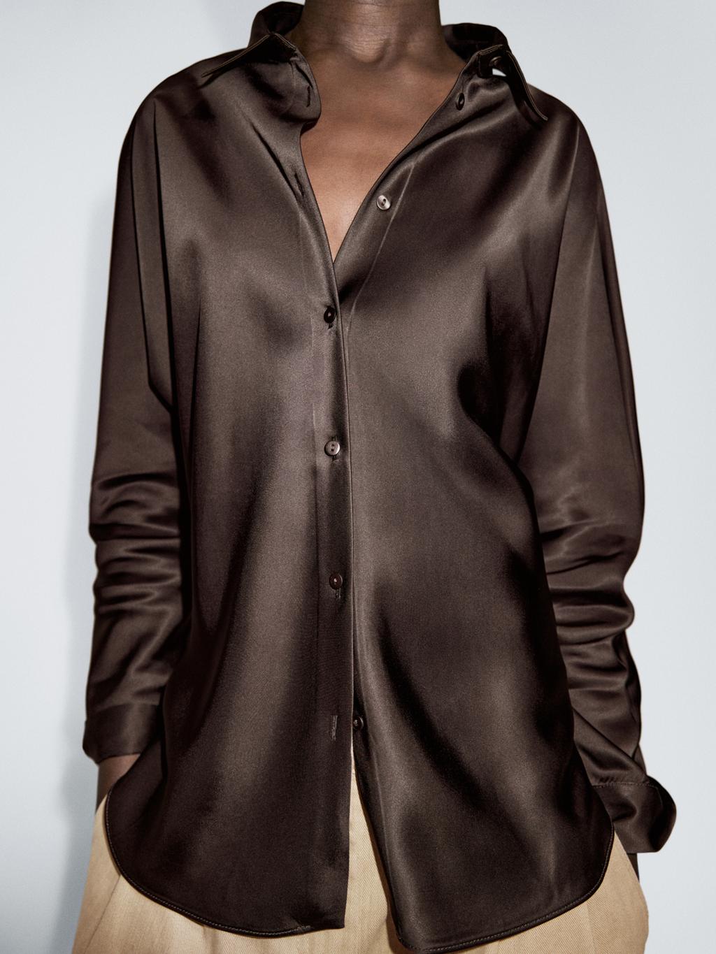 Satin shirt with batwing sleeves