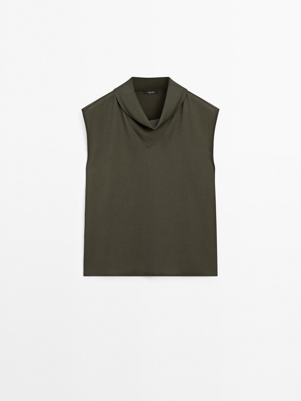 Flowing blouse with draped neck detail