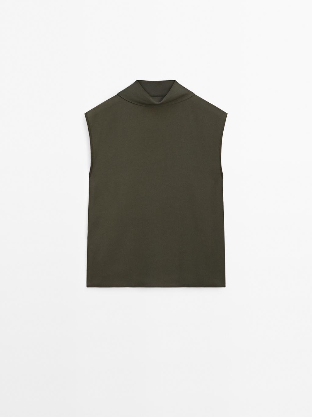 Flowing blouse with draped neck detail