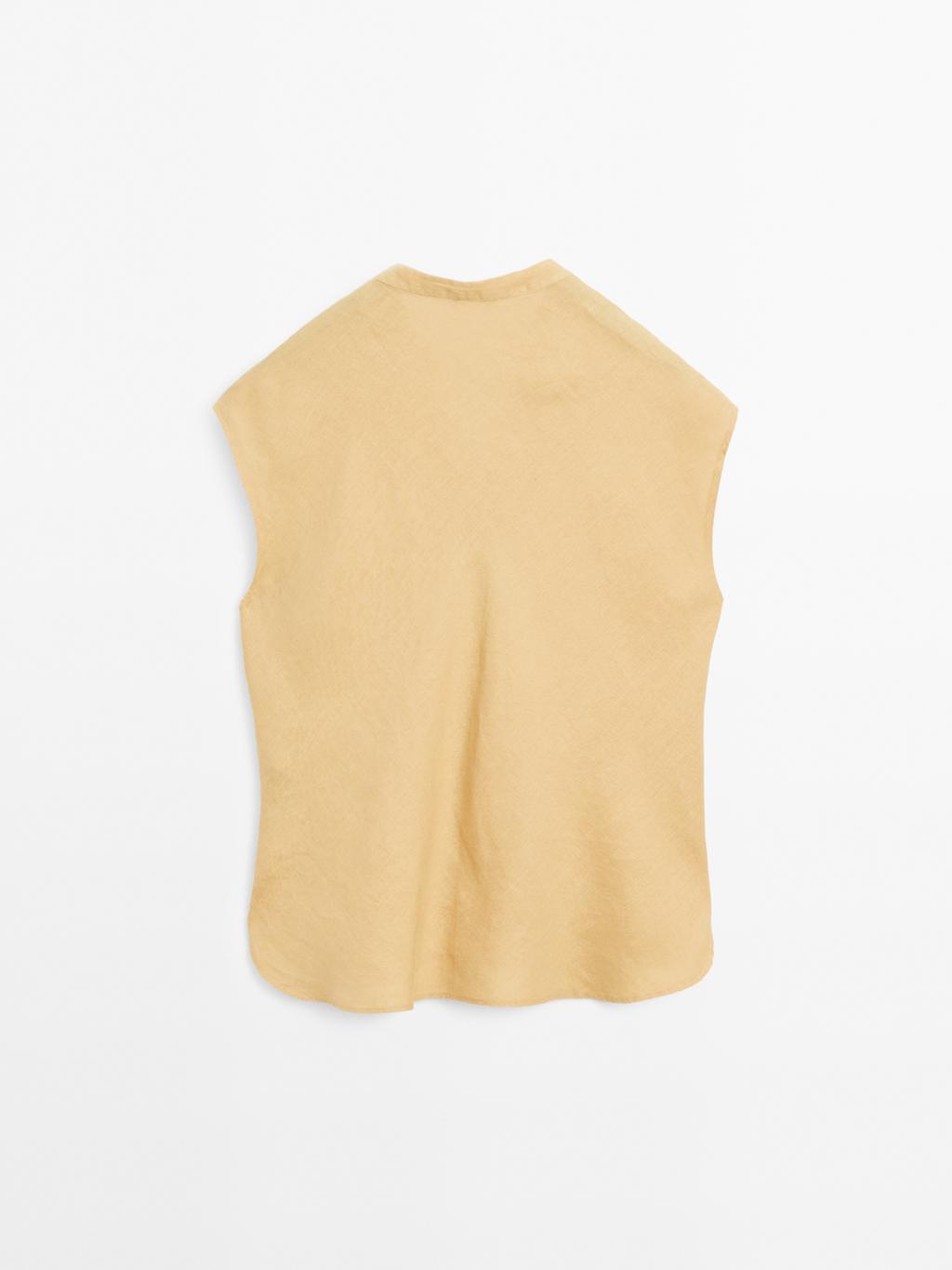 100% linen flowing blouse with open neck