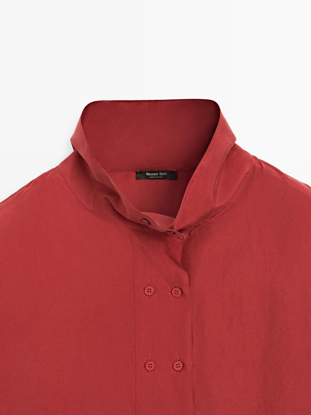 100% silk shirt with button details