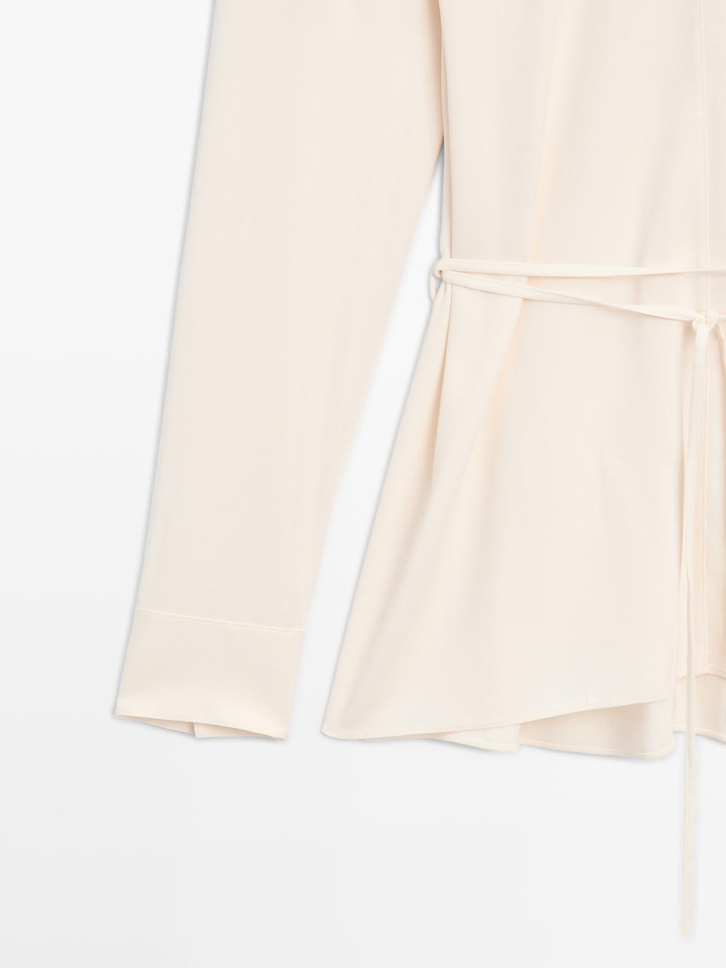 Long sleeve blouse with drawstring detail