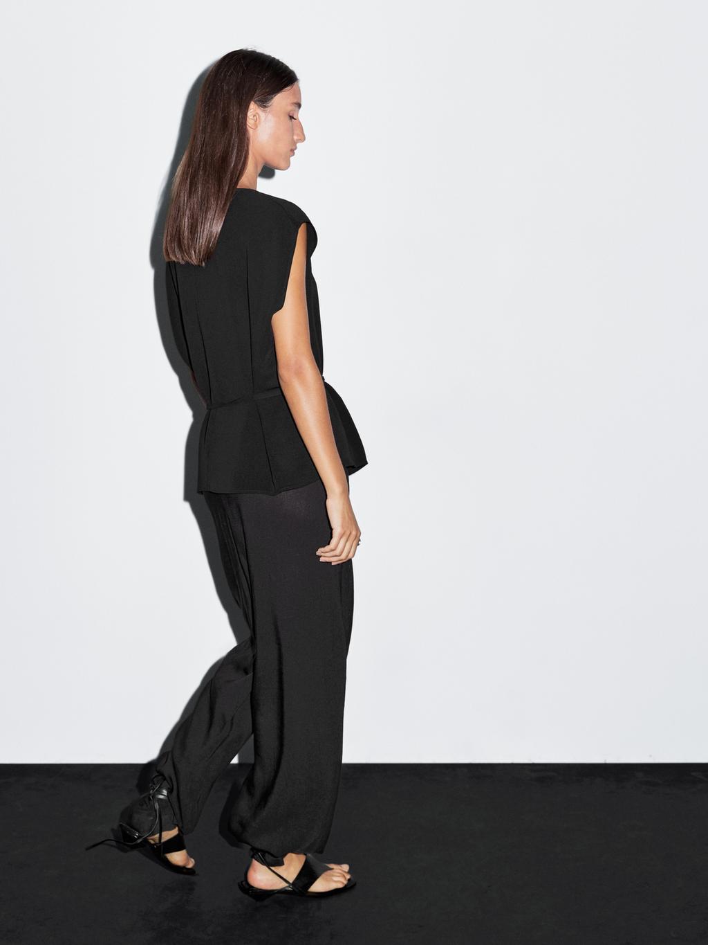 Crepe top with cowl neckline