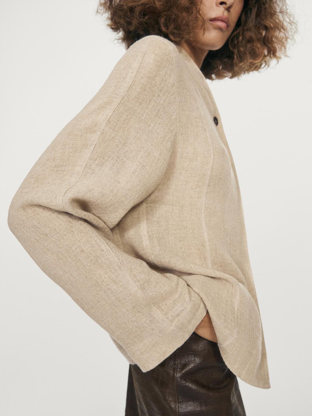 Wool blend overshirt with visible buttons