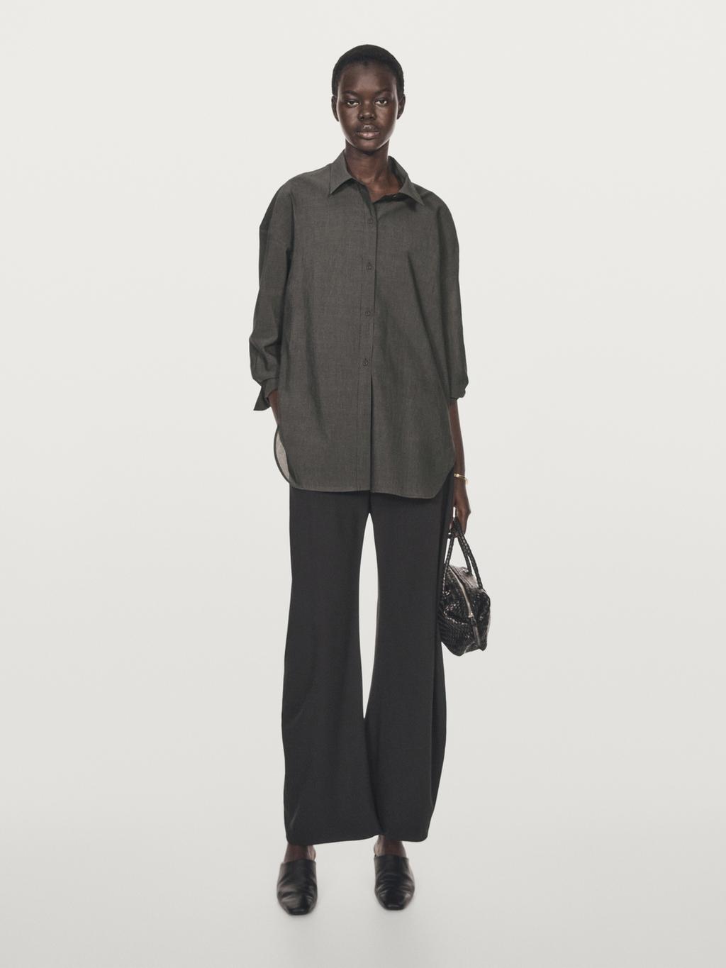 Oversize cotton blend shirt