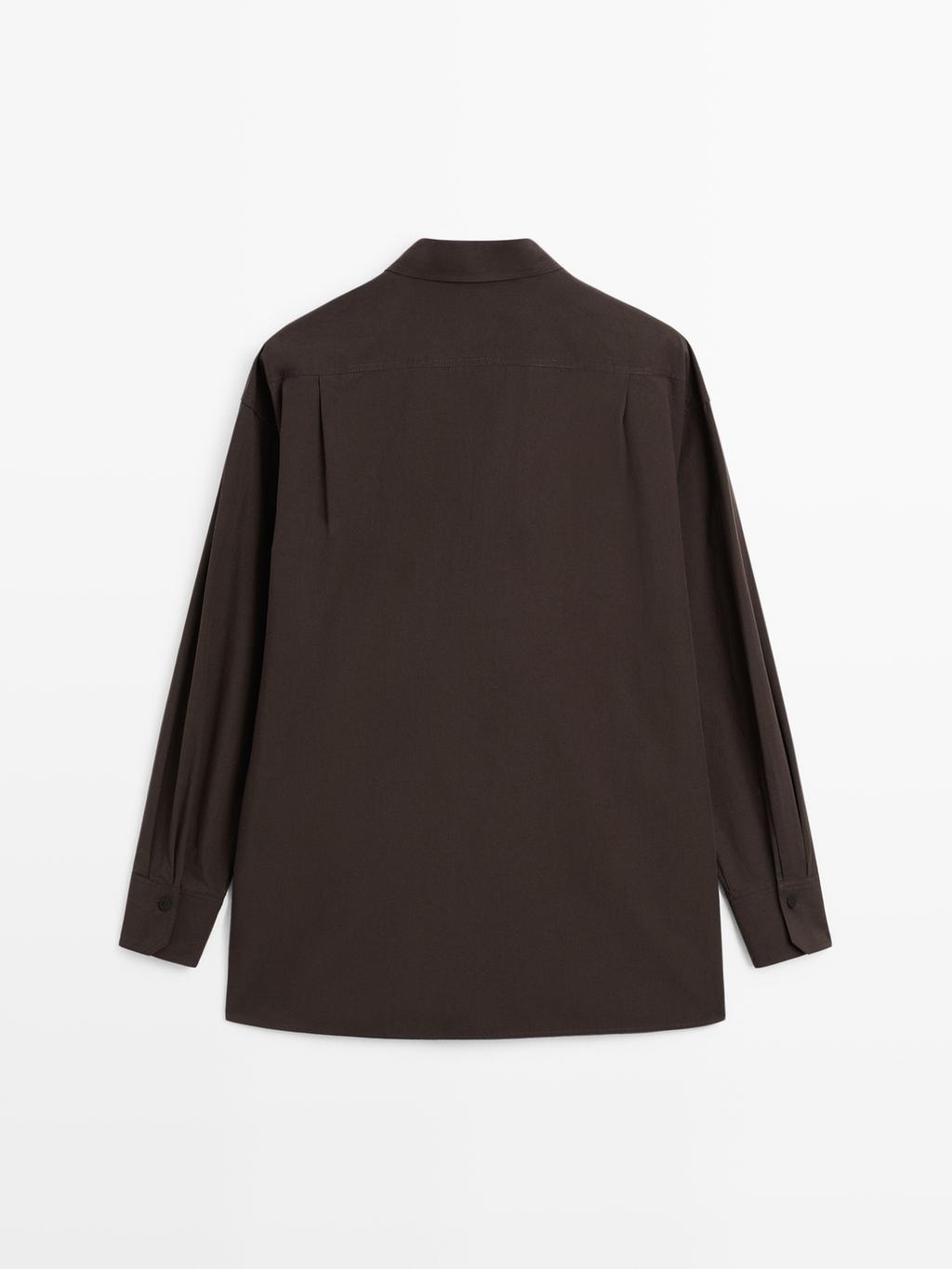 Asymmetric button-up poplin shirt