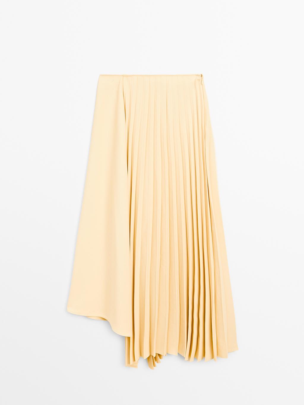 Asymmetric box pleat skirt