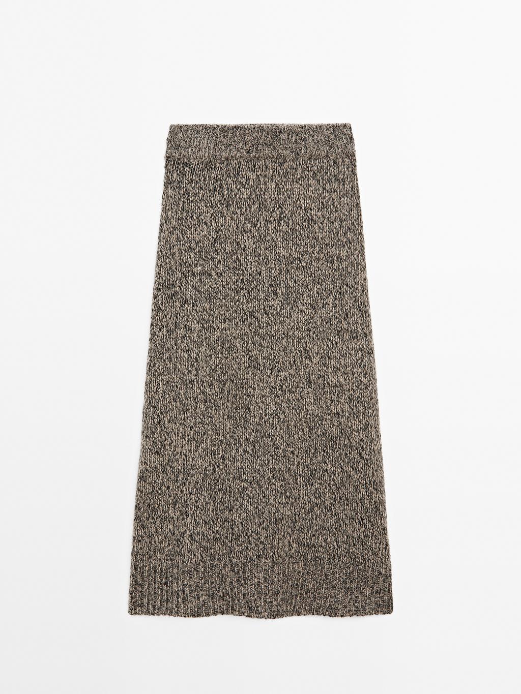 100% cashmere knit midi skirt