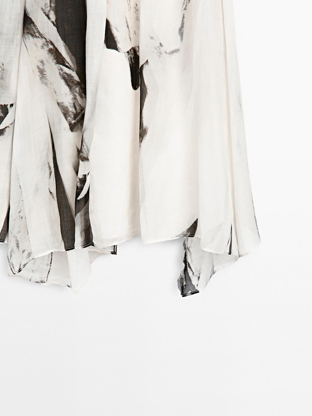 Flowing marble print midi skirt