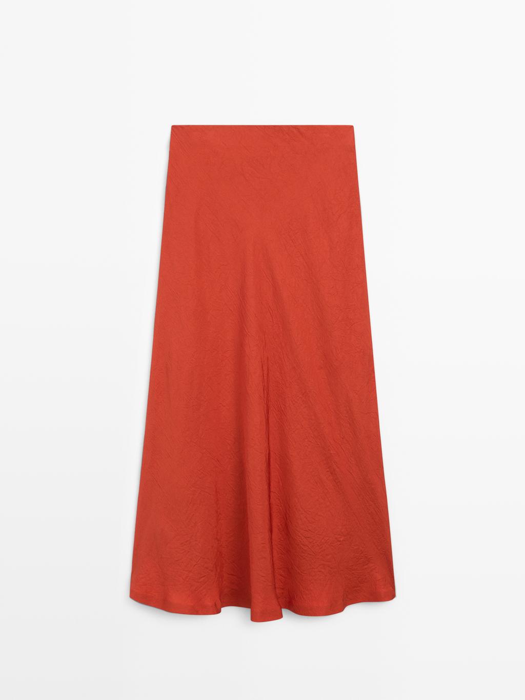 Long flared satin skirt