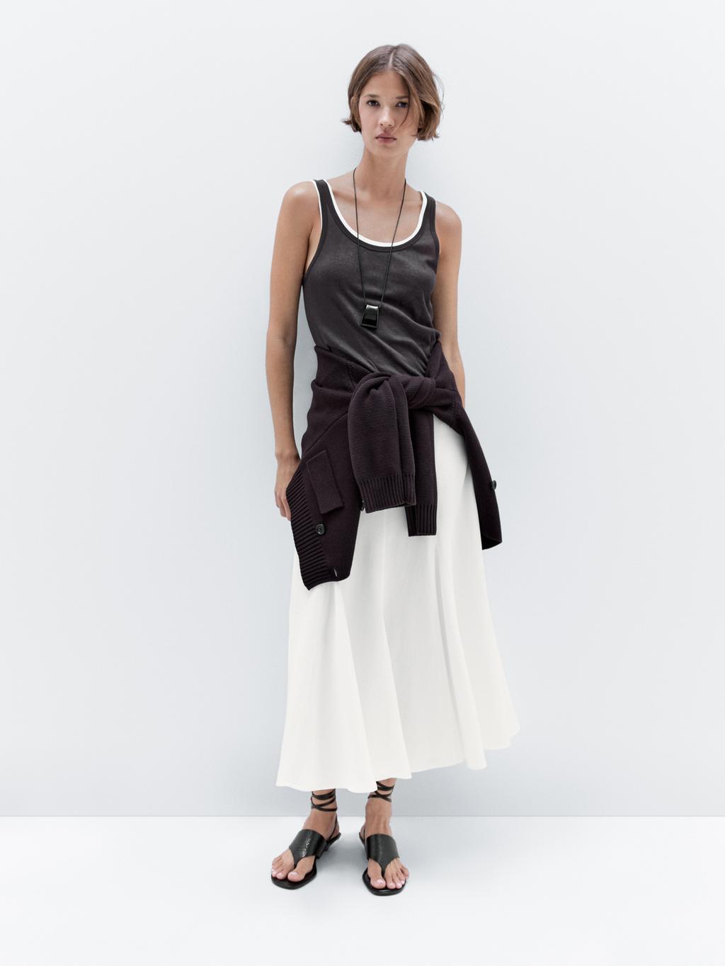 Godet midi skirt with seam details