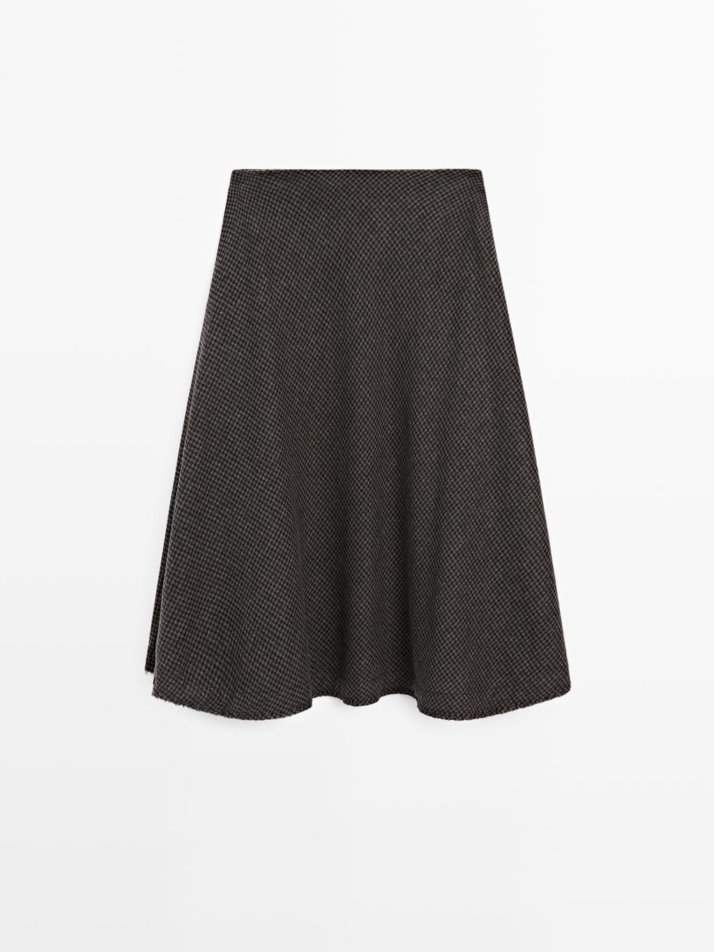 Gingham flared midi skirt