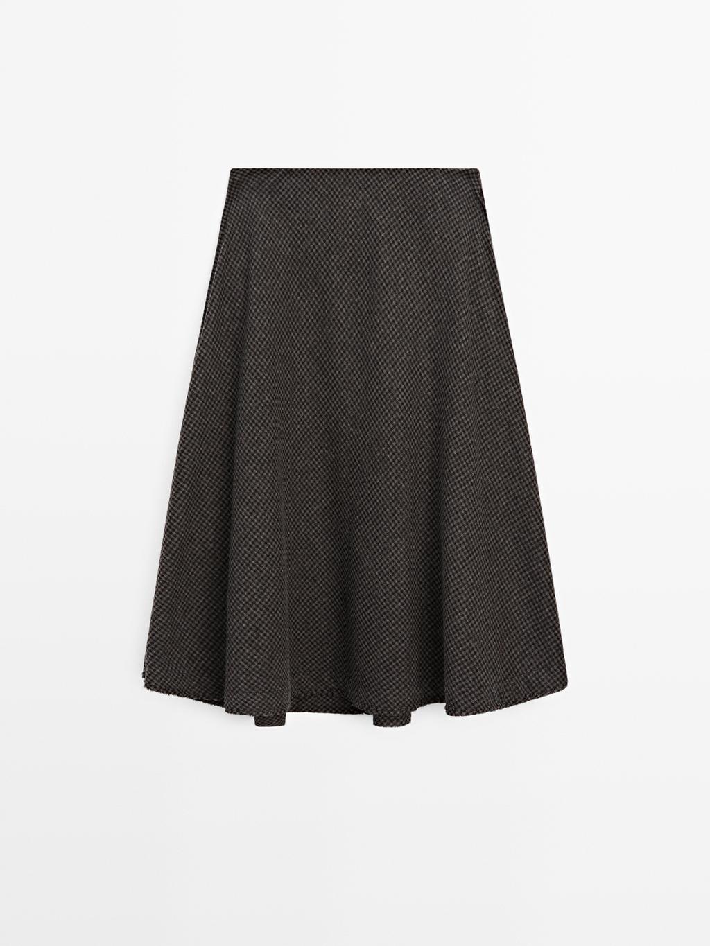 Gingham flared midi skirt