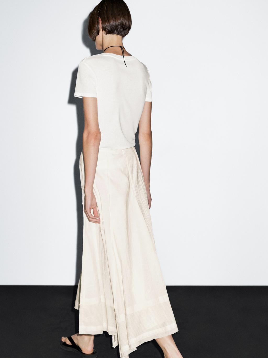 Cotton blend midi skirt with seam details