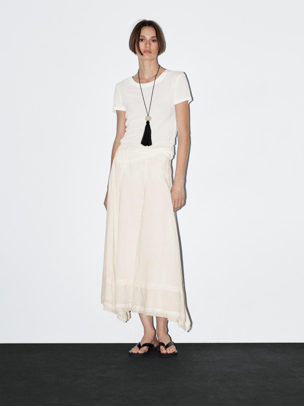 Cotton blend midi skirt with seam details