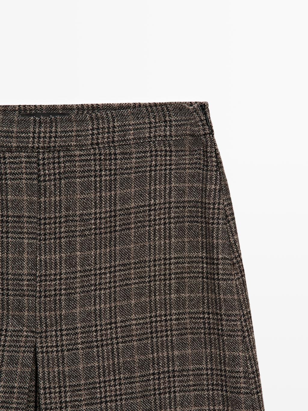 100% wool check midi skirt