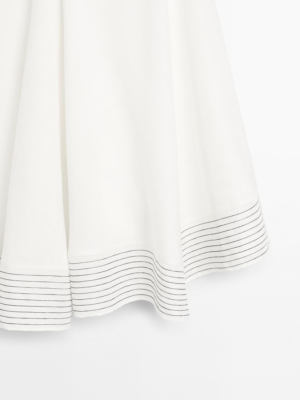 Flared linen blend skirt with seam details