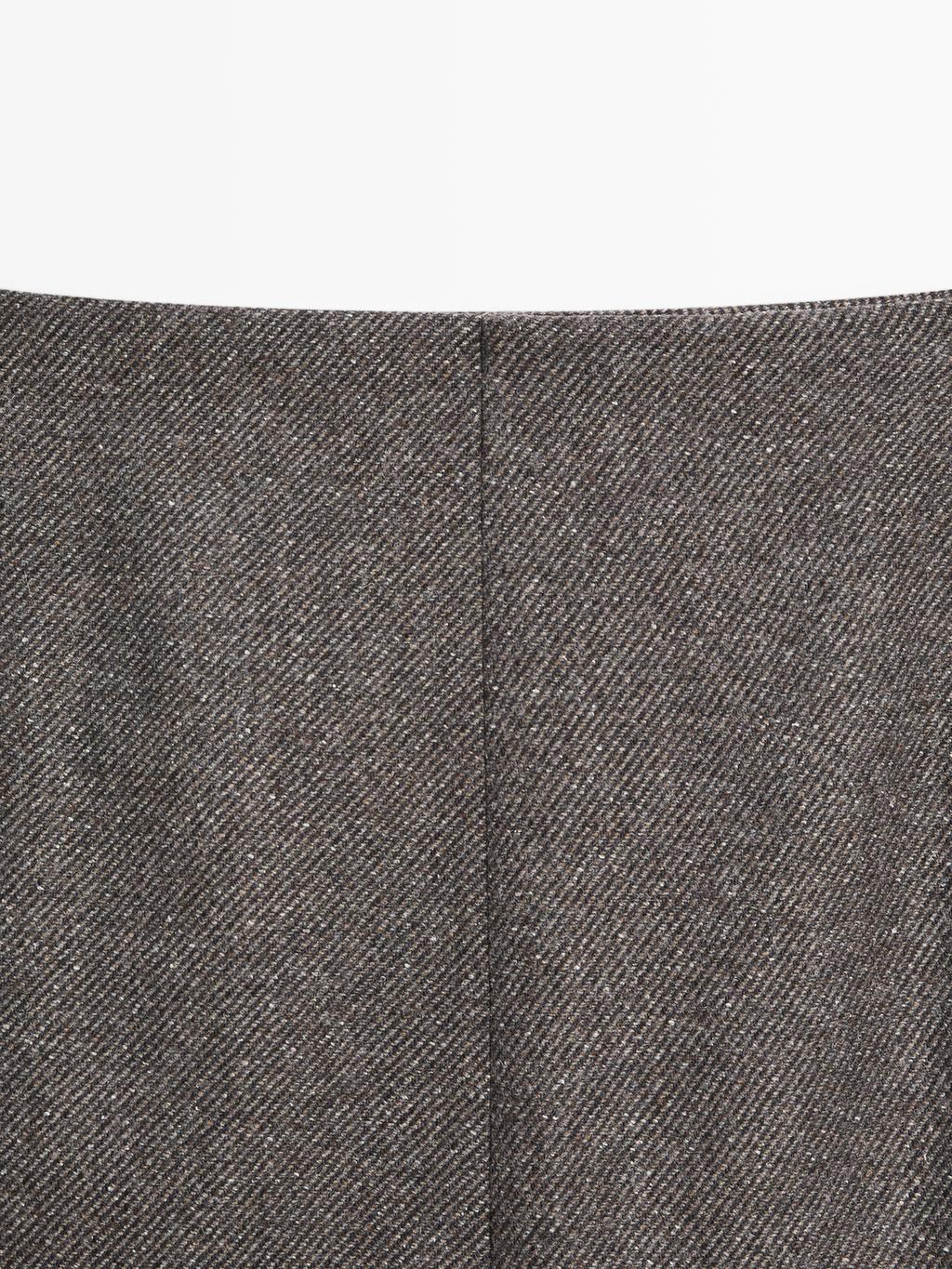 Alpaca and felt texture blend melange short skirt