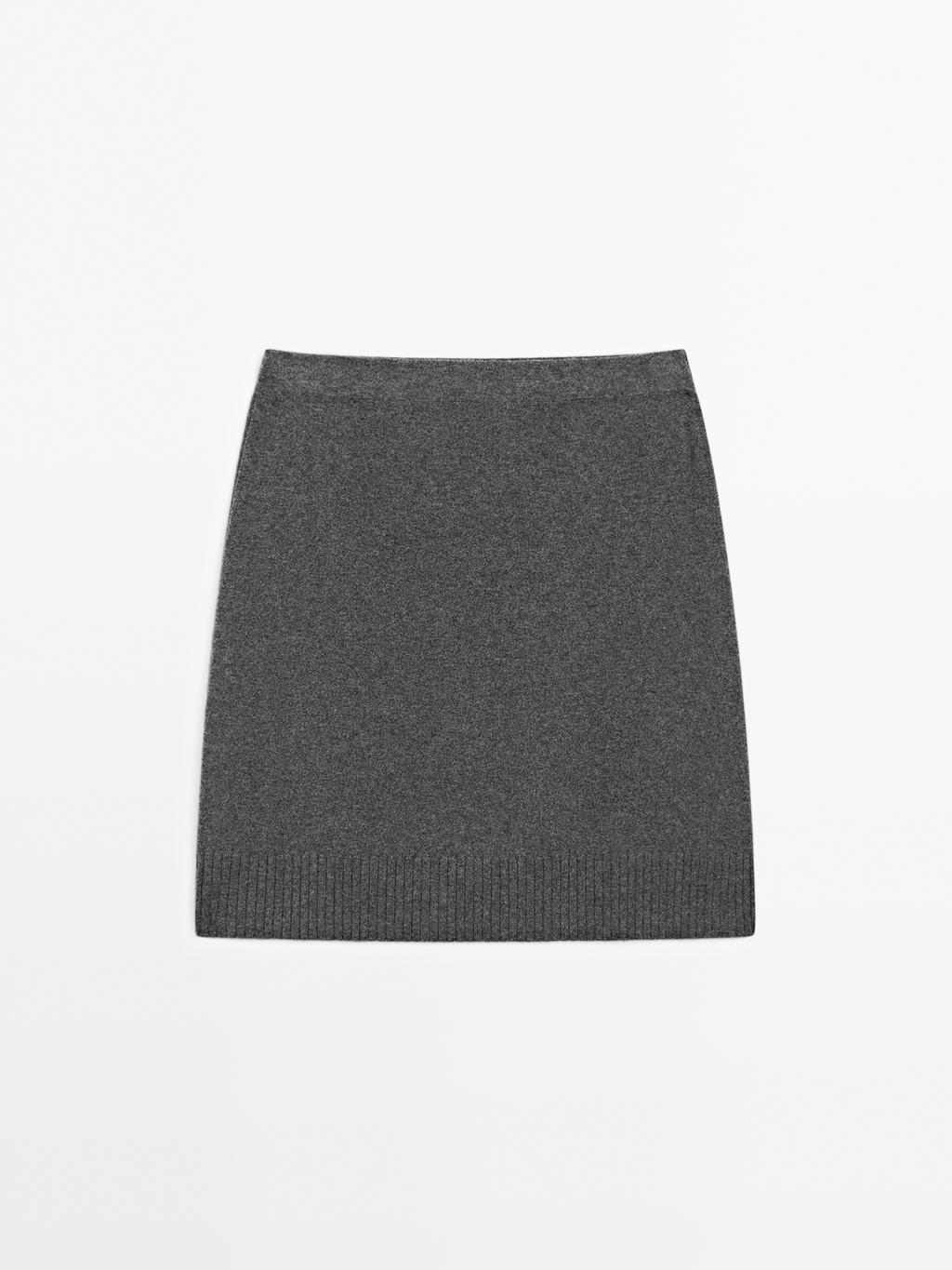 Wool blend mini skirt