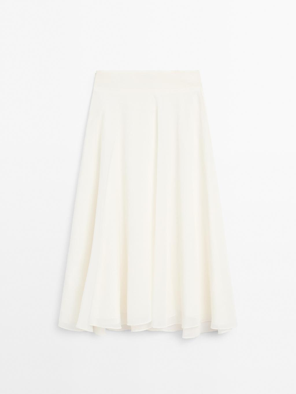 Midi skirt with yoke and flounce
