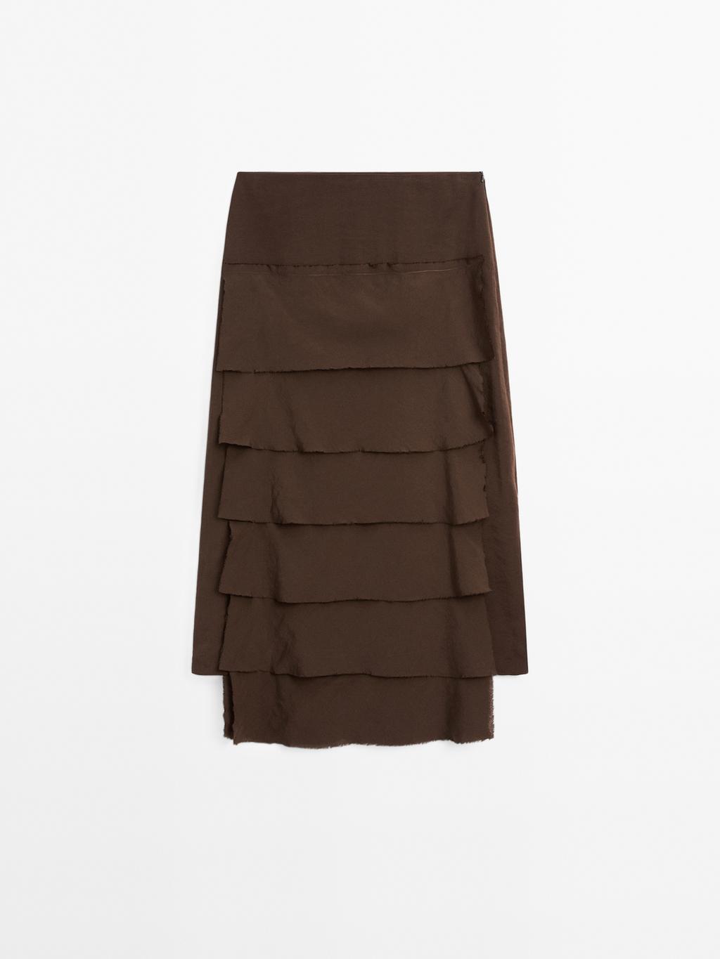 Midi skirt with ruffle detail