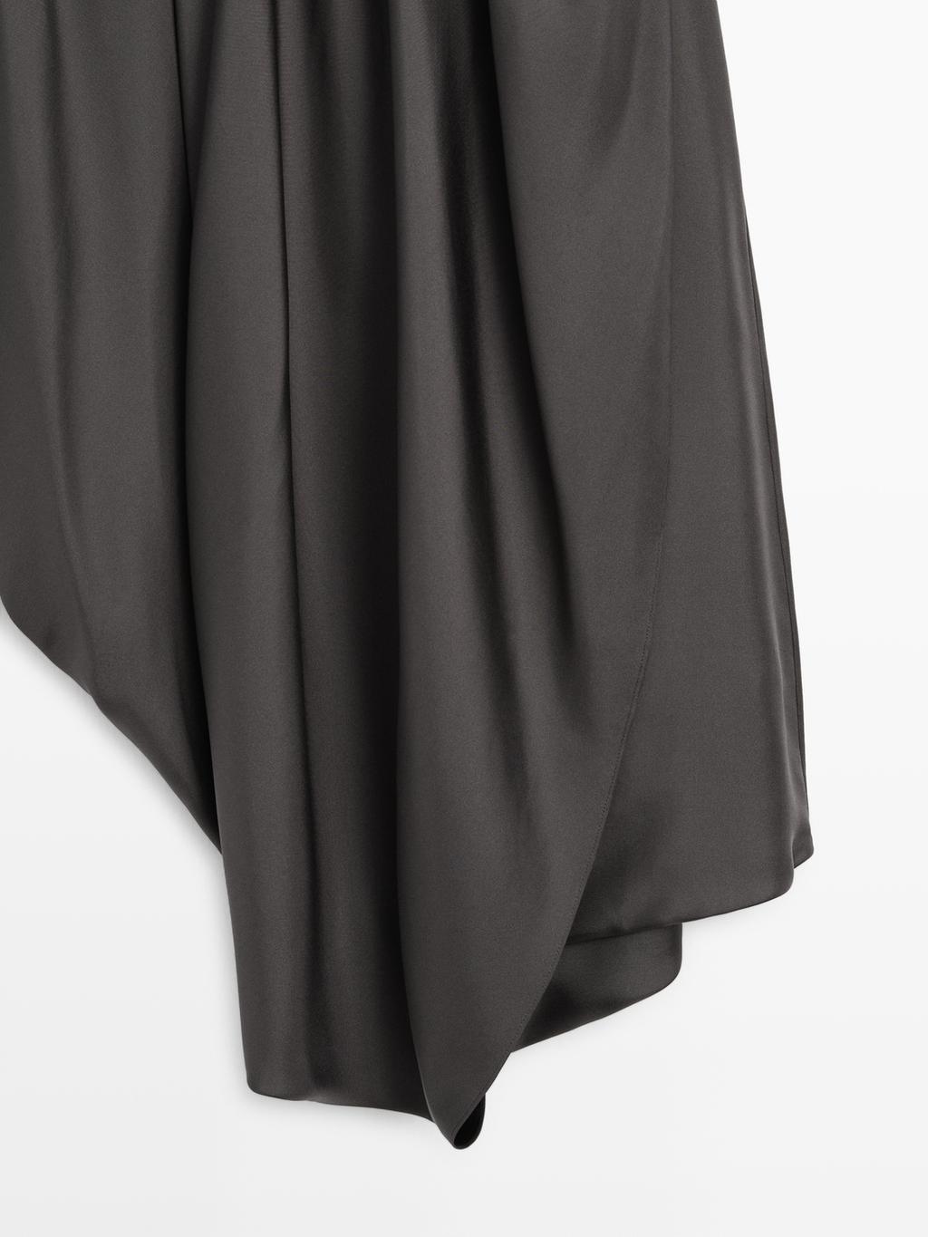 Draped 100% silk midi skirt - LIMITED