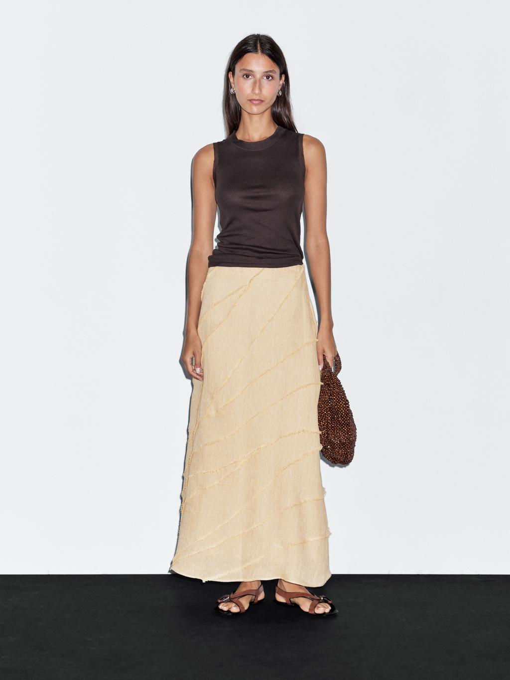 Midi skirt with patchwork detail