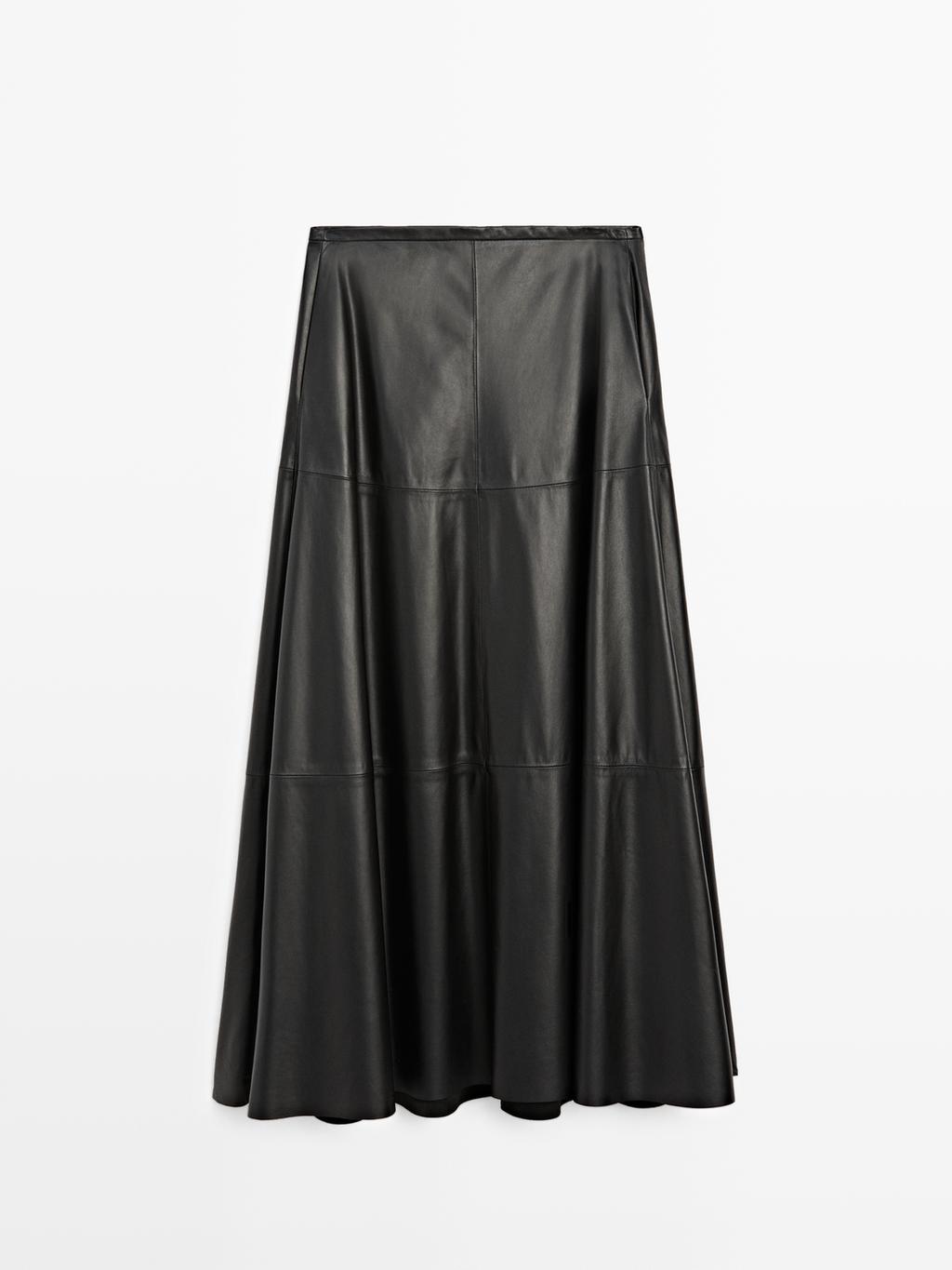 Long flared nappa leather skirt - LIMITED