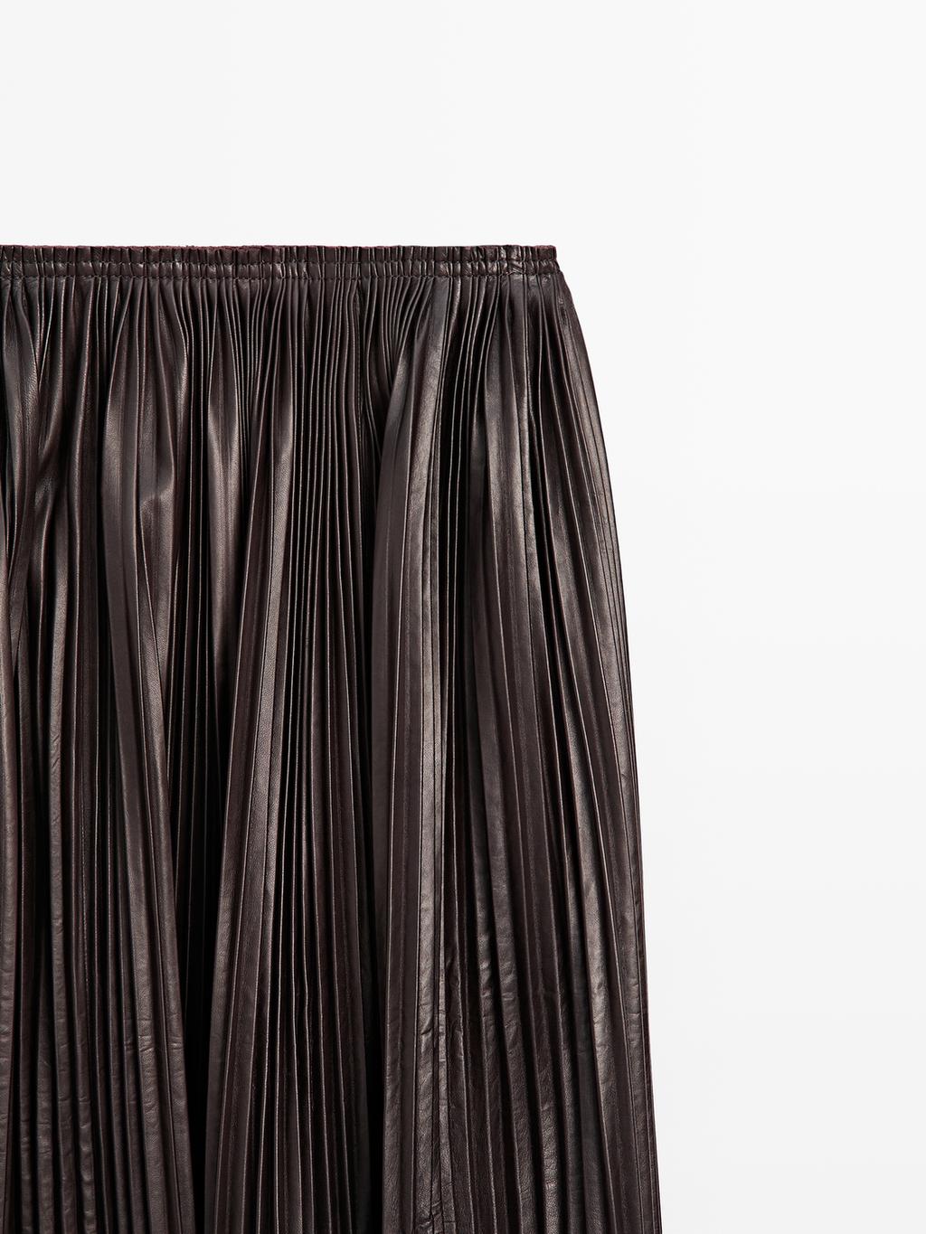 Long pleated nappa leather skirt - LIMITED