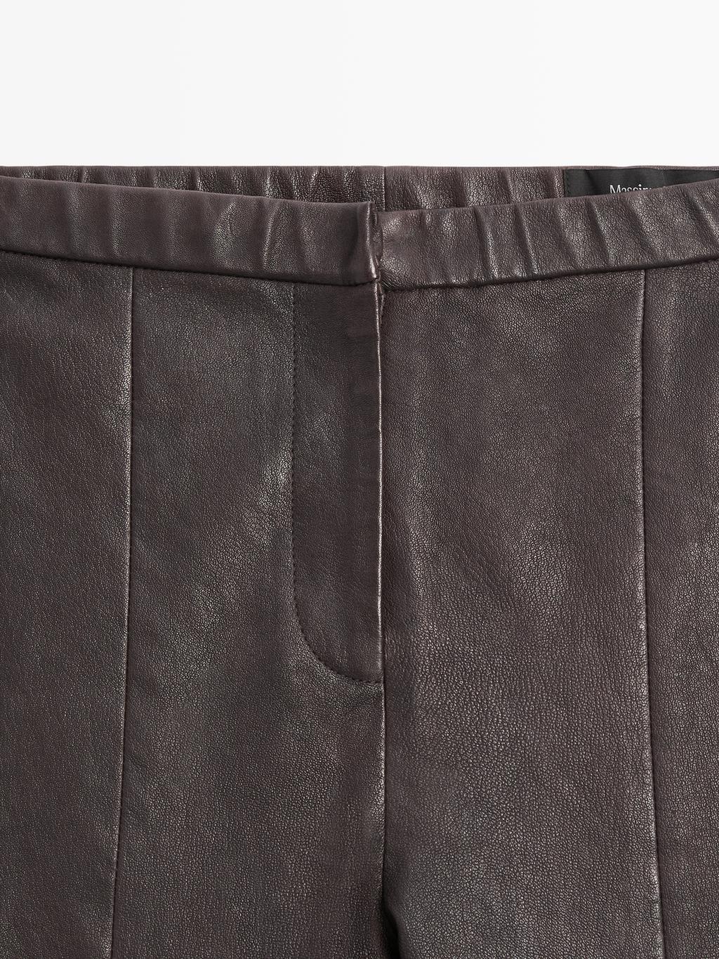 Nappa leather leggings with elasticated detail