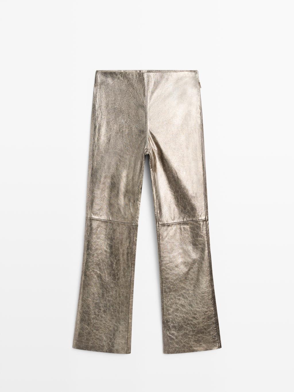Nappa leather metallic trousers