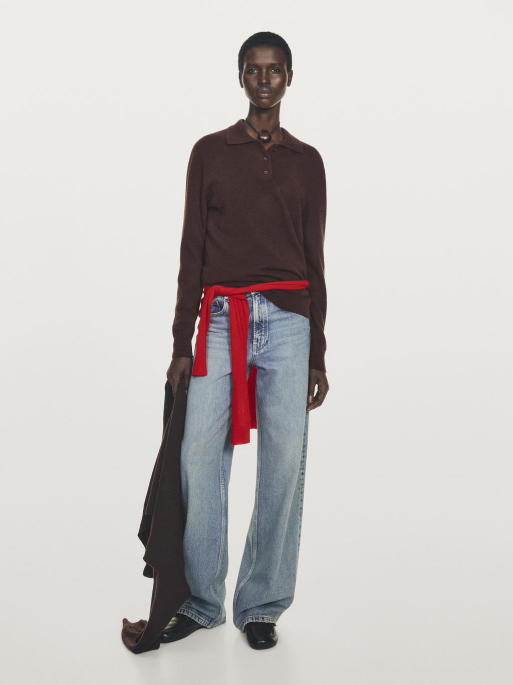 100% cashmere knit polo sweater