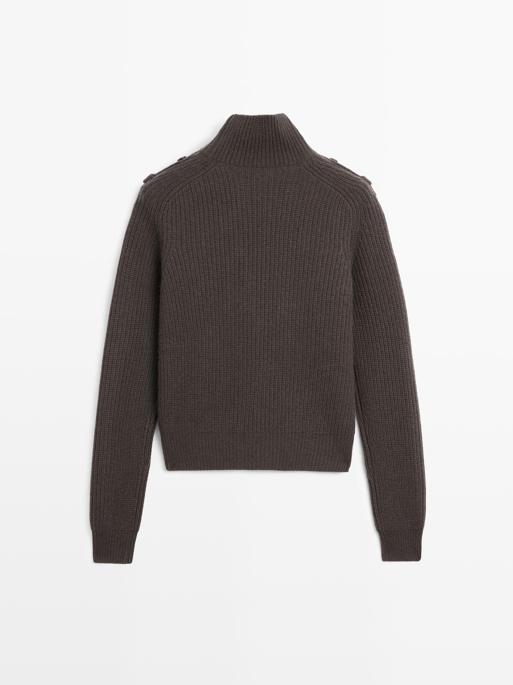 Knit sweater with shoulder detail