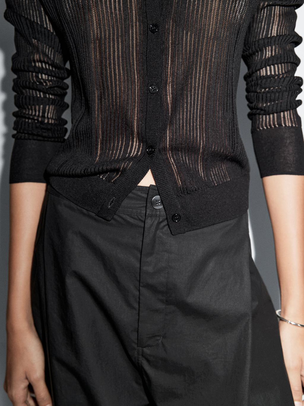 Long sleeve cutwork cardigan