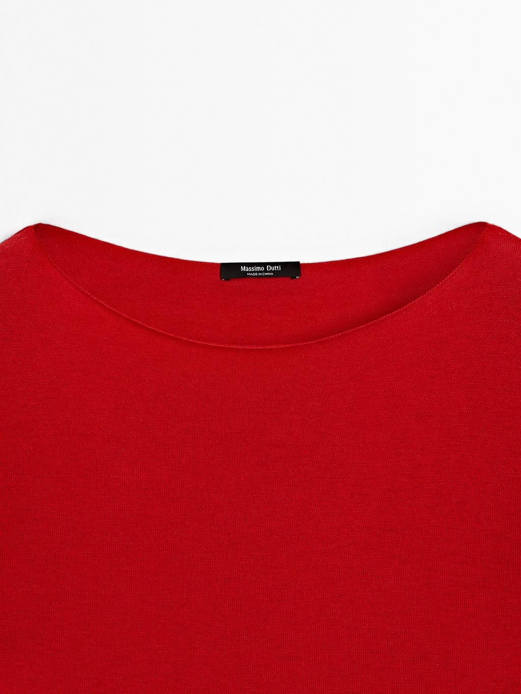 Wool blend boat neck sweater