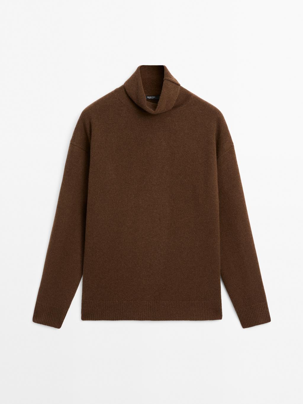 Wool blend knit turtleneck sweater