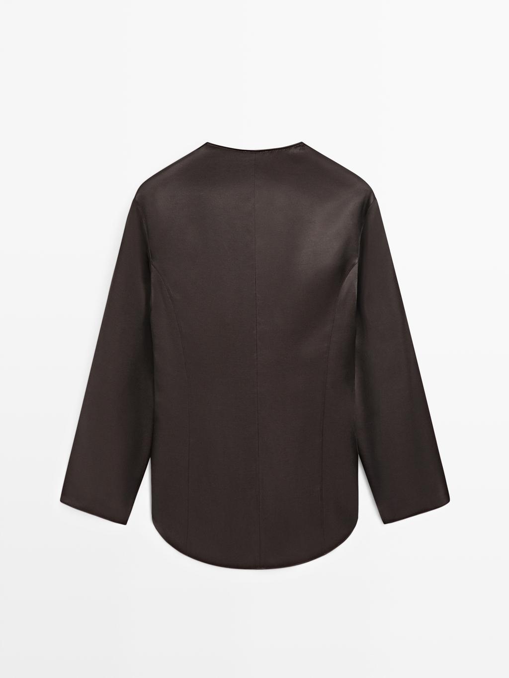 Satin blouse with neckline detail - LIMITED