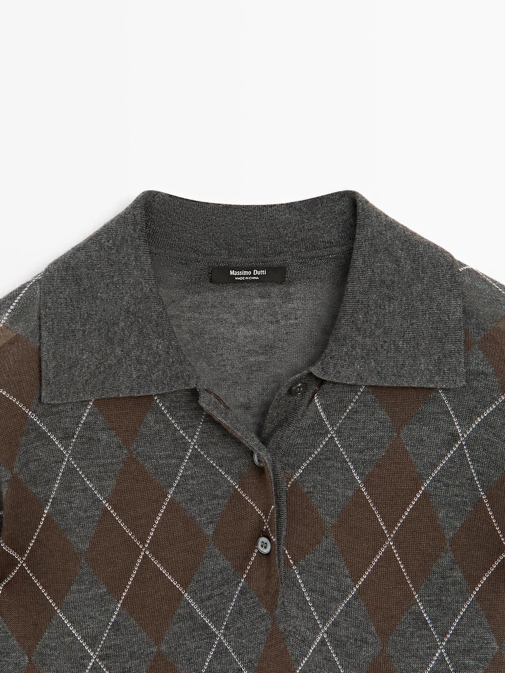 Polo sweater with diamond detail