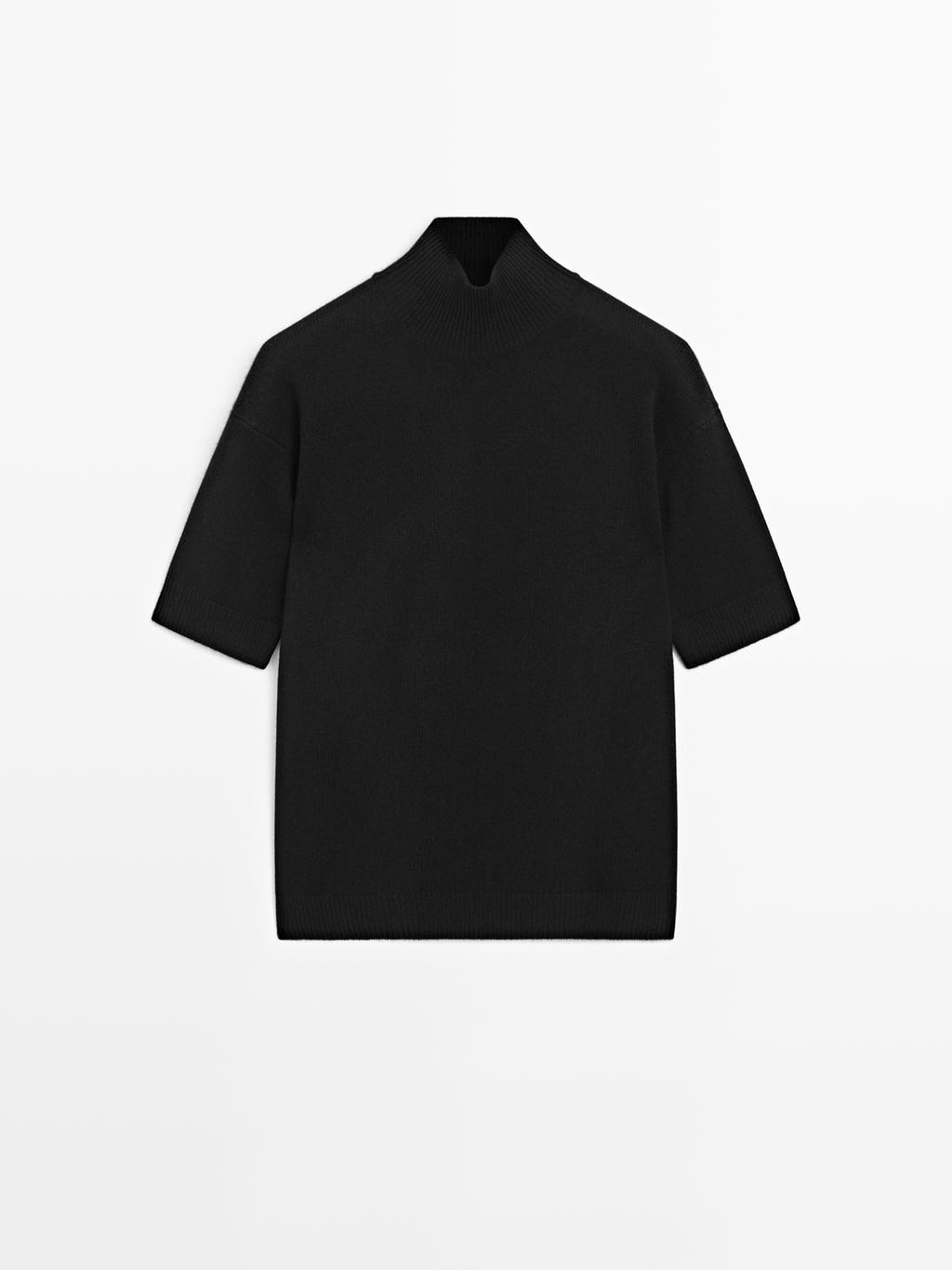 Short sleeve 100% wool knit sweater