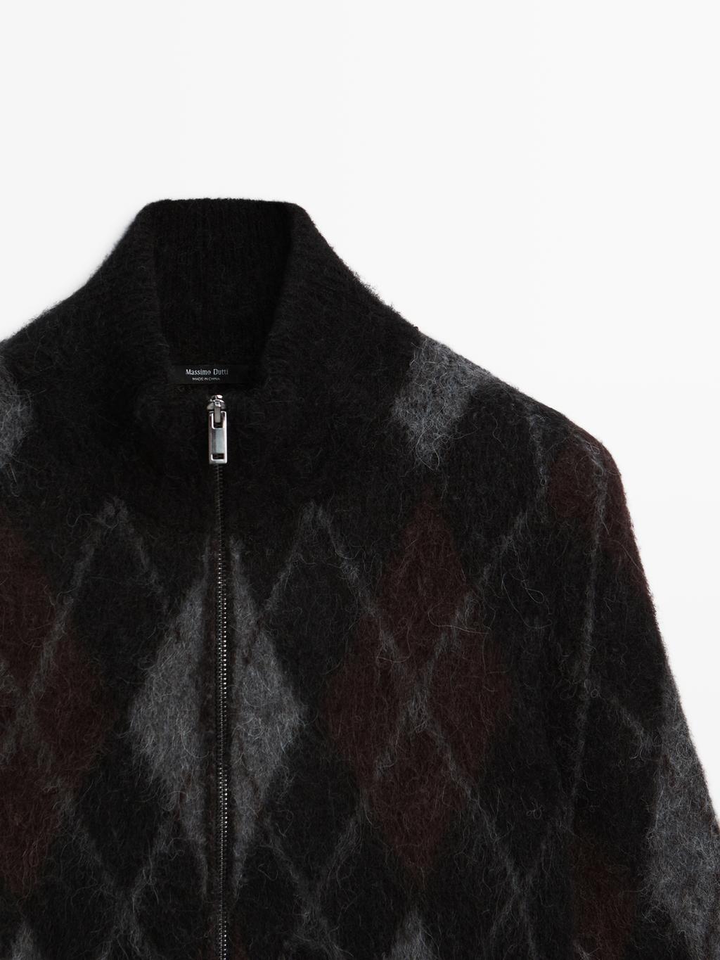 Wool and alpaca argyle cardigan