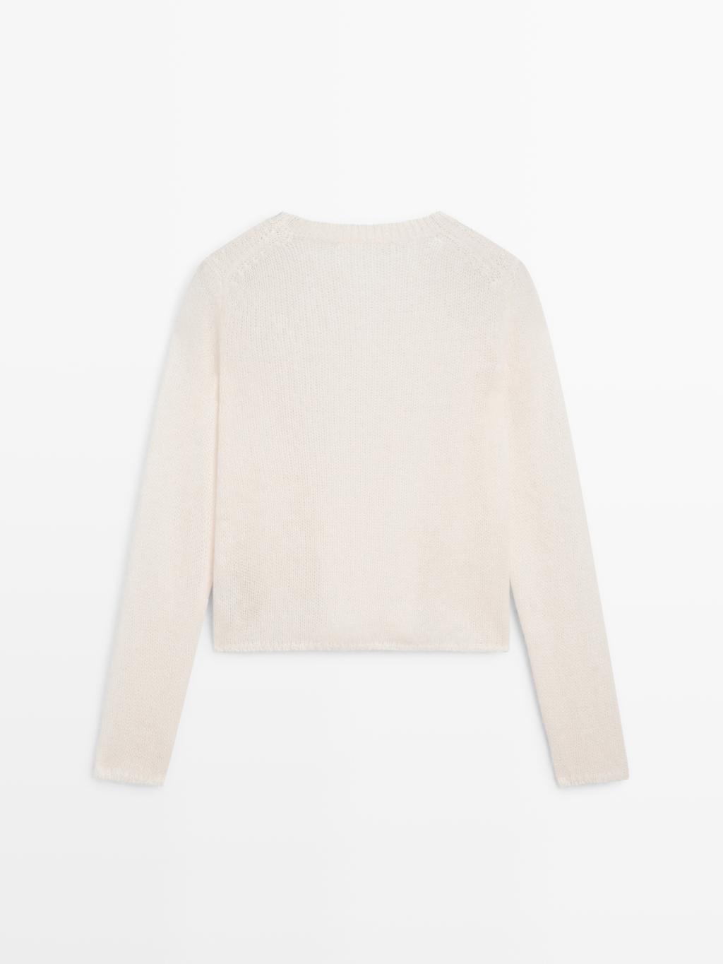 Knit alpaca blend crew neck sweater